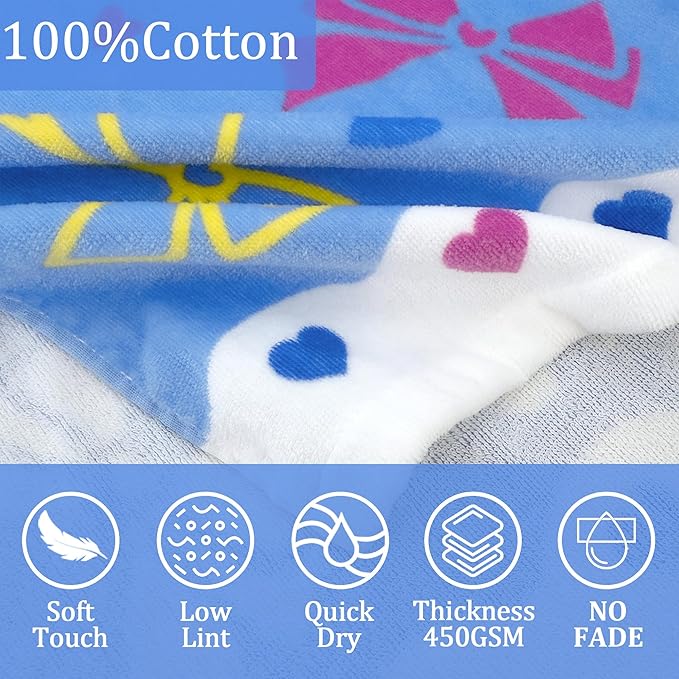 Hooded Beach Towels for Kids 3-10 Years – Soft 100% Cotton Bath & Swim Towel Wrap (30"x50"), Quick-Dry Absorbent Fabric for Toddler Girls – Cute BOW Design, Perfect for Pool, Beach, Bath & Swimming