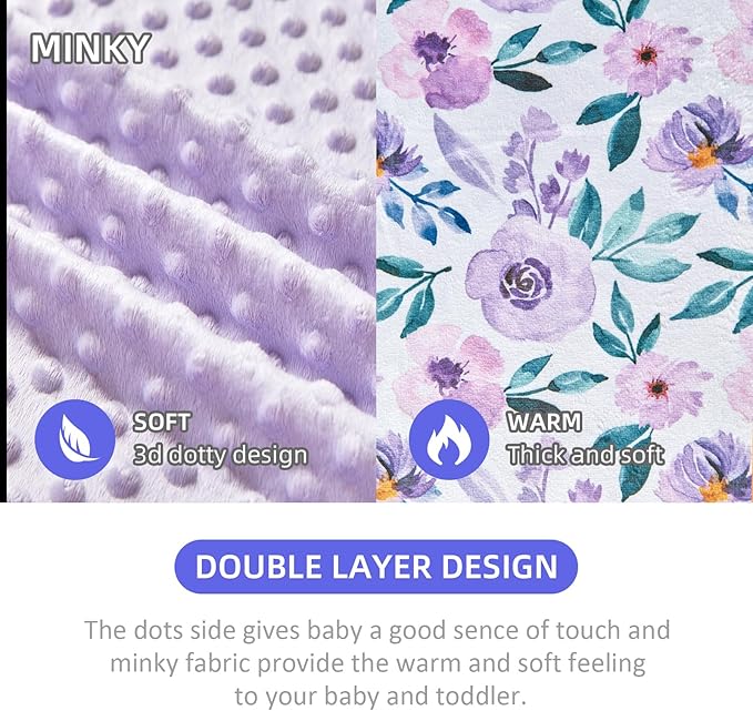 iEvolve Baby Nursery Bed Blankets Ultra Soft Double Layer Mini Blanket Minky Blanket Receiving Blankets Shower Gifts(30"*40",Roses)