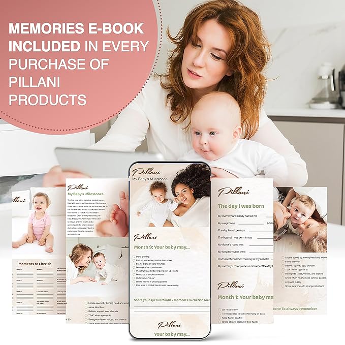 PILLANI Nursing Pillow for Breastfeeding, Breast Feeding Pillow with Security Fence for Enhanced Comfort, Baby Registry Search, Removable Cotton Cover, Adjustable Waist Strap, Newborn Pillow Supplies