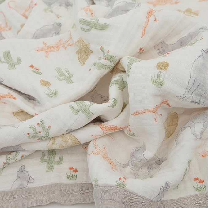 Little Unicorn Newborn Receiving Quilt | Ultra- Soft, Multi-Layered Muslin Fabric | Gift for Newborns & on-The-go (Desert Night)