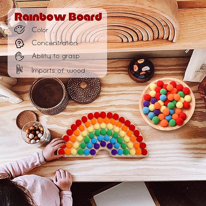 ibwaae Wooden Peg Board Beads Game Color Sorting Toys Counting Matching Game Bead Counting Fine Motor Skill Montessori Toys for Toddlers (Macaron Color)