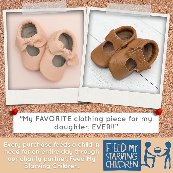 BirdRock Baby Bow and Knot Moccasins - Genuine Leather Baby Girl Shoes