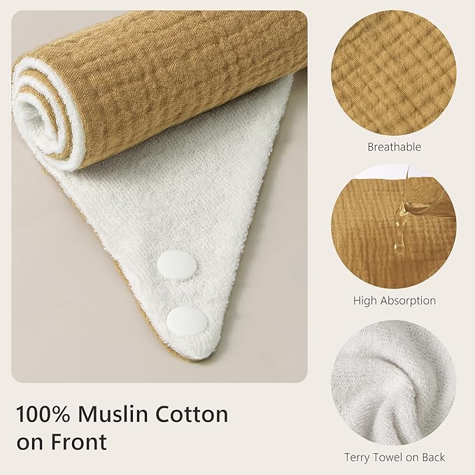 Bearmoss Muslin Baby Bibs 8 Pack Soft Bandana Bibs for Drooling & Teething, Absorbent Burp Cloths with Adjustable Snaps