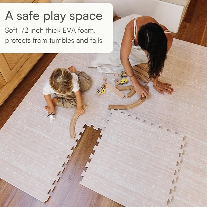 Lillefolk Baby Play Mat for Floor – 6x6ft Dusk | Soft Non Toxic Premium EVA Foam Tiles for Tummy Time, Crawling & Playroom – Waterproof Interlocking Floor Mat for Babies & Toddlers (9 Tiles)