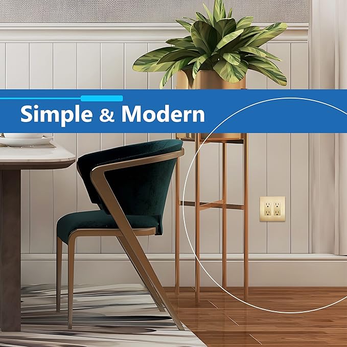 LIDER Brushed Finish Decorator Switch Cover, Screwless Wall Plate, Mid-Size 2-Gang 4.88" x 4.92", Unbreakable Polycarbonate Thermoplastic, UL Listed, LSWP-32M-BGD, Brushed Gold