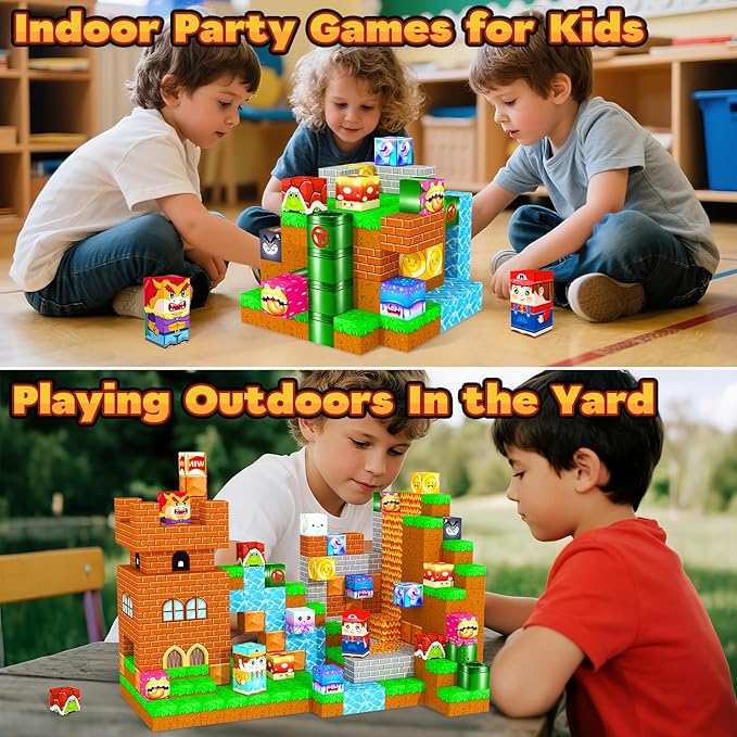 Magnetic Blocks Kids Toys & Games, Magnetic Building Cubes Montessori Construction Sensory Toys for 3-5 5-7 6-8 8-13 Year Old Boys Girls, Toddler for Ages 3+ Birthday Decorations Party Favors Gifts