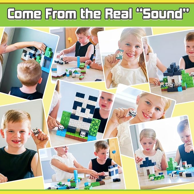 Magnetic Blocks-Build Mine Magnet World Panda Edition, Magnetic Tiles Building Blocks for Boys & Girls Age 3-5 4-8 5-7, Kids STEM Sensory Learning Outdoor Toys for 3+ Years Old Girls Boys Gifts