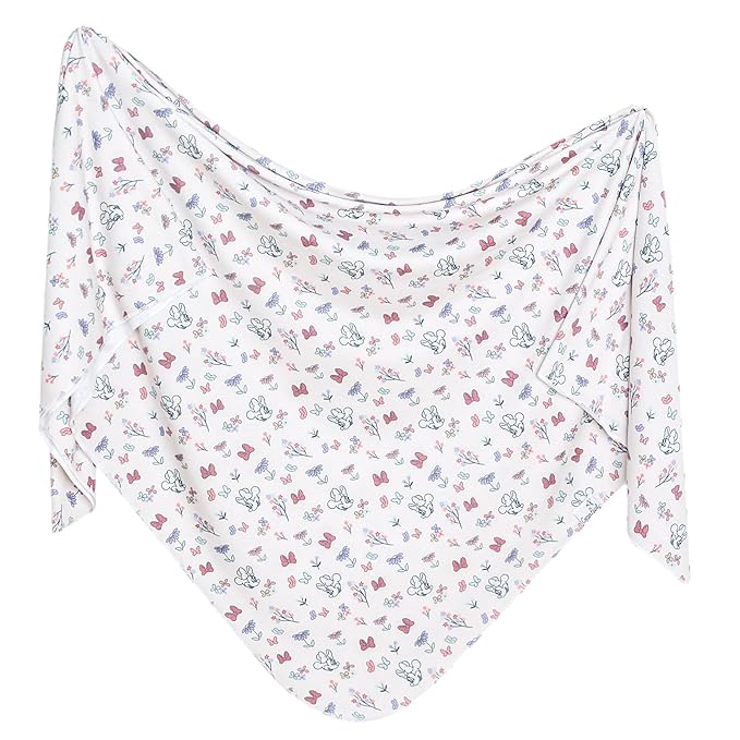 Copper Pearl Large Premium Knit Baby Swaddle Receiving Blanket Minnie Mouse's Bowquet