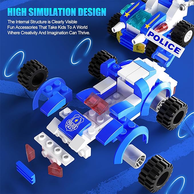1338 Pieces City Police Car Building Sets, Police Station Truck Toy Blocks Set with Prison Helicopter Cop Car Boat for Boys and Kids Aged 6-12