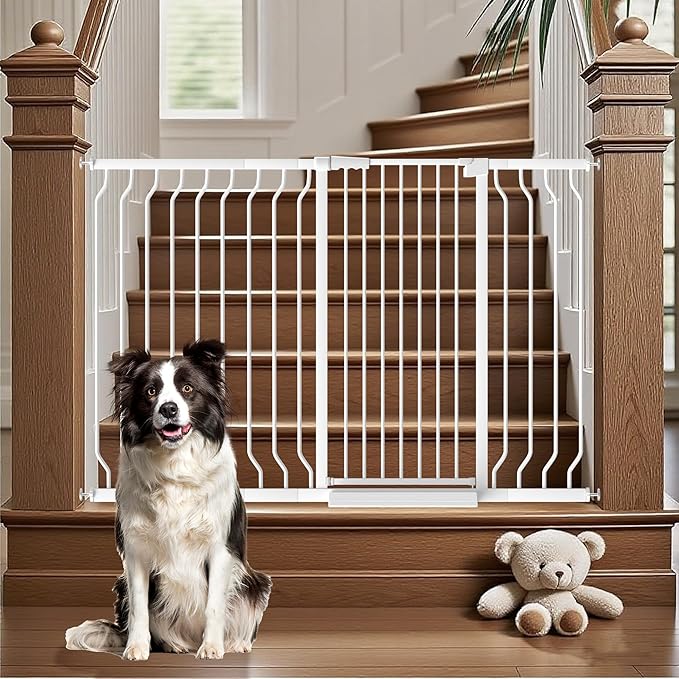 Extra Tall 40.55" Gate, 29.92-62.99" Extra Tall and Wide Dog Gate,Extra Wide Baby Gates Pressure Mounted Walk Through for Doorways,Stairs, Kitchen White