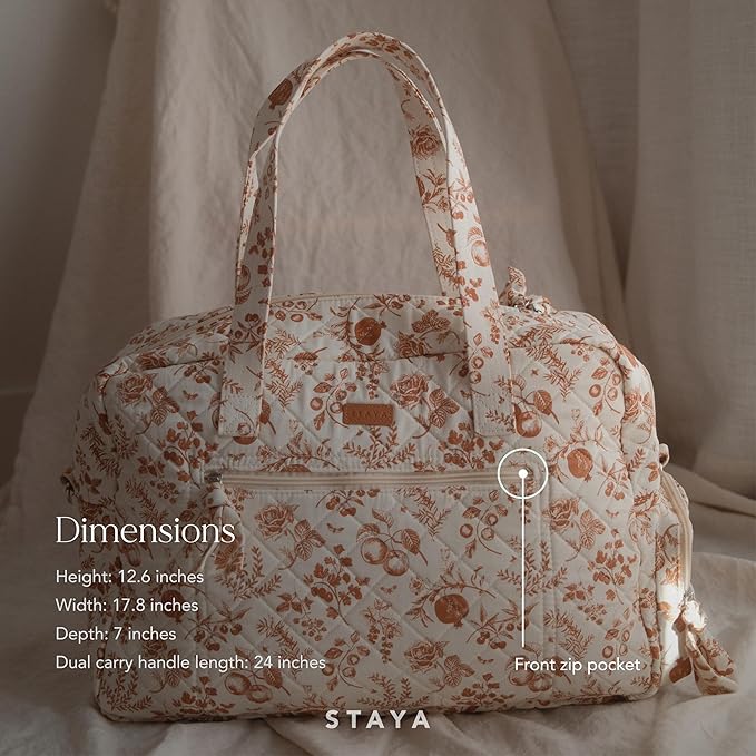 Staya Quilted Duffle Bag - Perfect Travel Companion, Quilted Weekender Bag for Women, (Peaches)