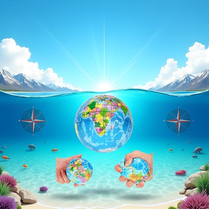 1Pc Blue Squishy Squeeze World Map Globe Palm Ball Slow Rising Stress Relief Ball for Birthday Xmas Gifts Xmas Stocking Fillers Party Bag Gifts (7.6CM)