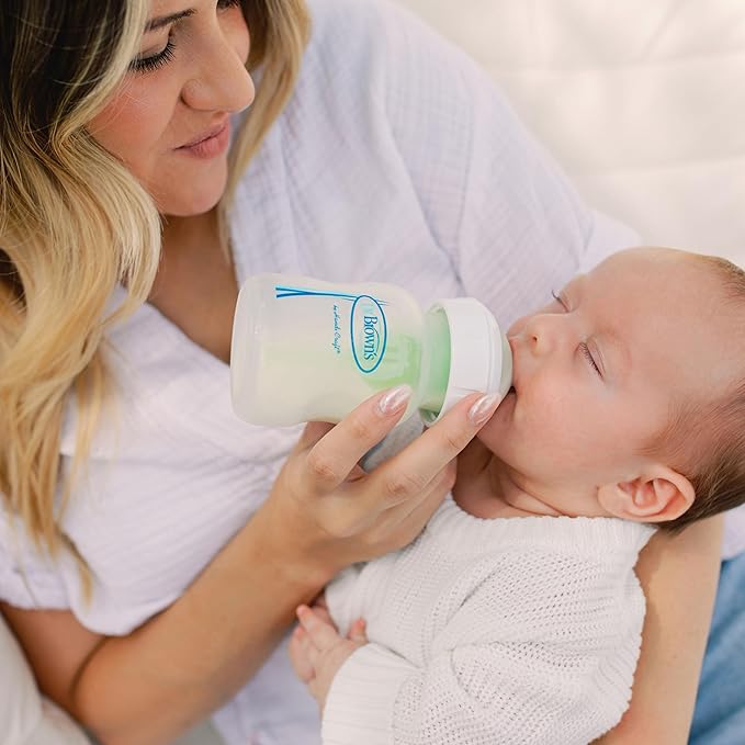 Dr. Brown's Natural Flow Anti-Colic Options+ Wide-Neck Glass Baby Bottles 5 oz/150 mL, with Level 1 Slow Flow Nipple, 3 Pack, 0m+