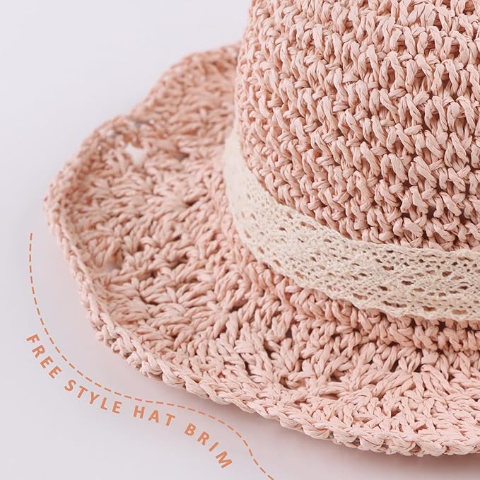 Baby Girl Straw Hat Outdoor Baby Sun Protection Hats Summer Bowknot Beach Cap for Infant Toddler Girls