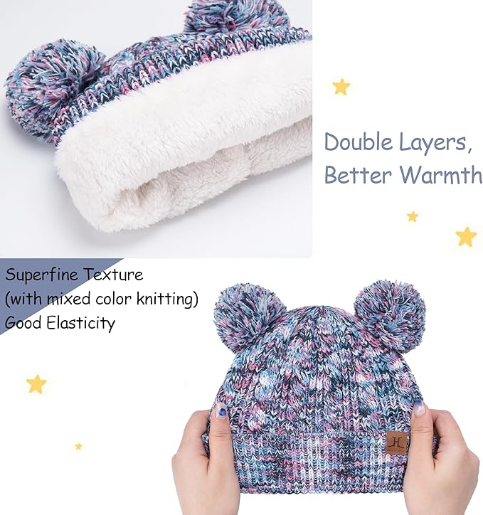 Kids Toddlers Winter Beanie Hats Gloves Neck Scarf Set Mittens Gifts for 0 6 12 Months 1 2 3 4-8 Year Old Baby Girls Boys