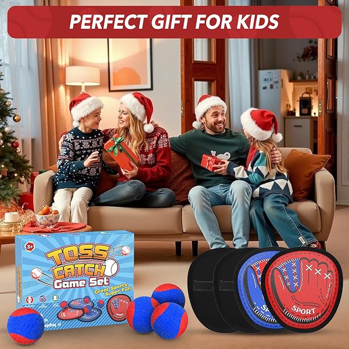 Toss and Catch Ball Set, Kids Toddler Baseball Glove and Ball Toy Set, Outdoor Sporting Games, Family Beach Toys Pool Games Yard Activities Outside Play, Birthday Gift Ideas for 3-12 Year Old Kids