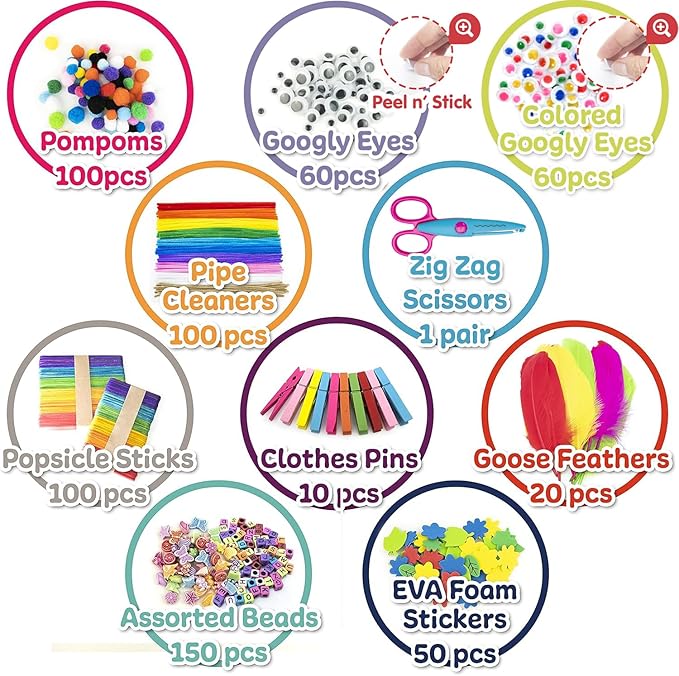 Olly Kids Craft Kits Library in a Plastic Craft Box Organizer- Craft and Art Supplies for Kids Ages 4 5 6 7 8 9 10 11 &12 Year Old Boys & Girls