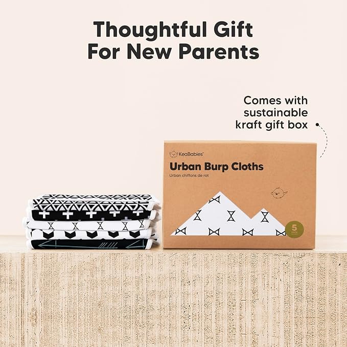 Organic Burp Cloths Baby Boy & Girl - 5-Pack Super Absorbent Cotton Burping Cloths for Babies, Soft & Plush Newborn Spit Up Rags, Infant Towels for Milk Spit Up, Unisex, Large 21" x 10" (MONOS)