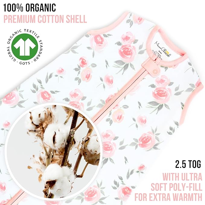 Mama Cheetah Baby Sleep Sack 2.5 TOG, Organic Cotton Baby Wearable Blanket with Two-Way Zipper, Swaddle Transition Baby Sleeping Bag for Newborn Infant Toddler Boy Girl, 18-24 Months