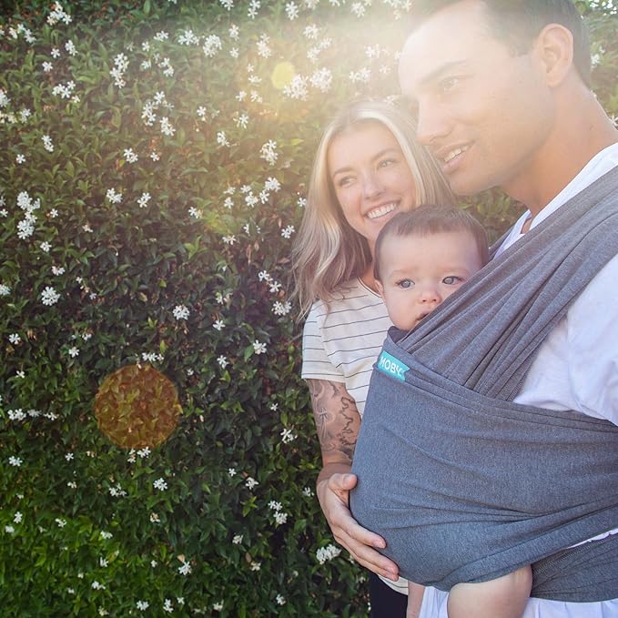 Moby Baby Wrap Carrier Element for Newborns to Toddlers (8-33lbs), Infant Sling Carrier, Ultra Lightweight & Hands Free Design, Adjustable for All Body Types (Asphalt)