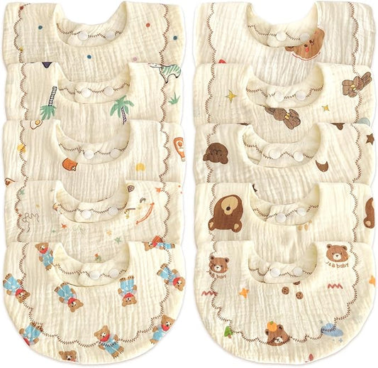Baby Bibs Muslin Bibs for Baby Girl Boy for Drooling and Teething 10 Pack