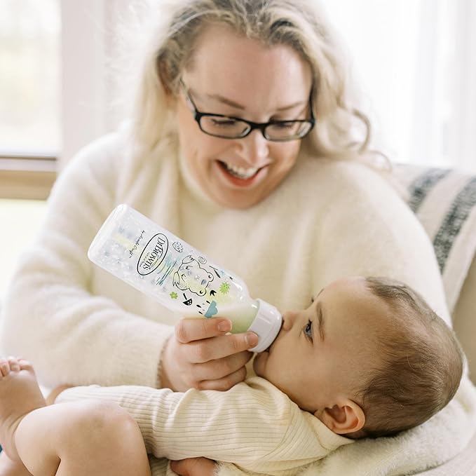 Dr. Brown's Natural Flow Anti-Colic Options+ Narrow Baby Bottle, Pig & Frog, 8 oz/250 mL, with Level 1 Slow Flow Nipple, BPA Free, 0m+, (Pack of 12)