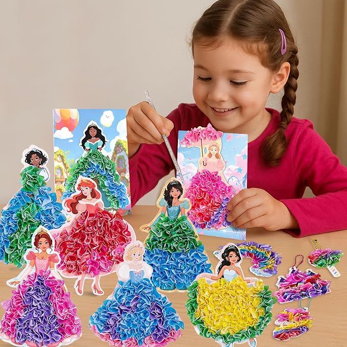 3 otters Poke in Art, Magical Princesses Party Favors Pretty Princess Game for DIY Crafts Birthday Gifts Classroom Prizes for Girls