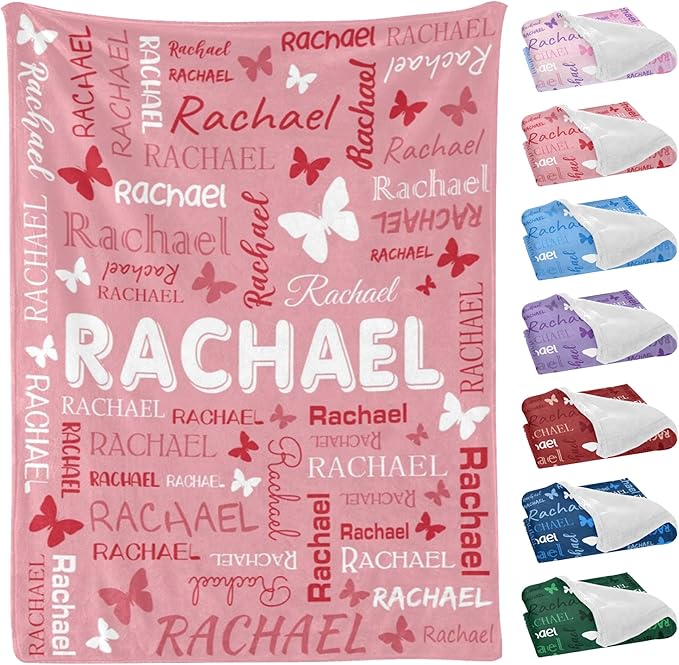 Personalized Throw Blanket with Name Custom Blankets Customized Baby Blanket for Girls Kids Adult Birthday Gift