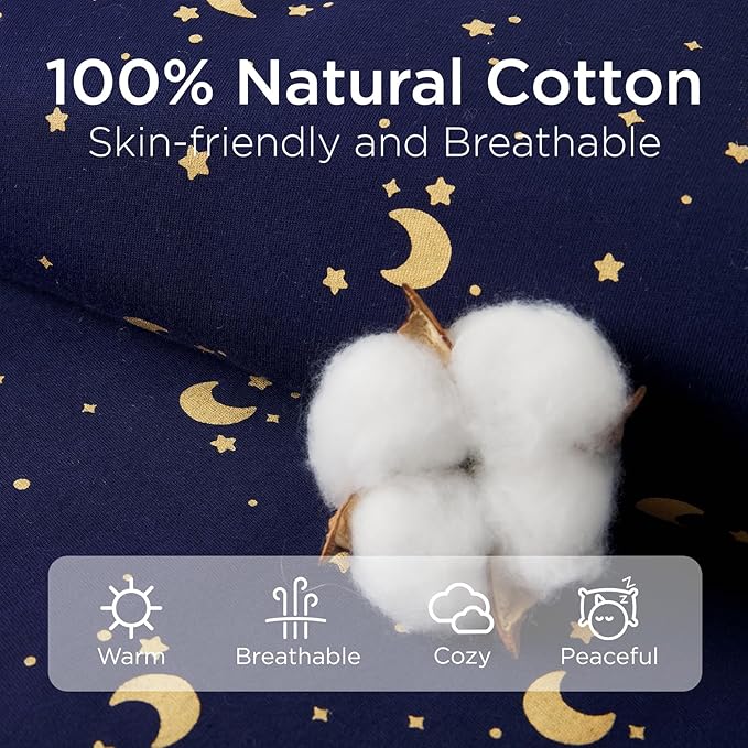 Duomiaomiao 2.5 TOG Baby Sleep Sack 100% Cotton Winter Baby Wearable Blanket, Warm Quilted Comfy Toddler Sleeping Sack