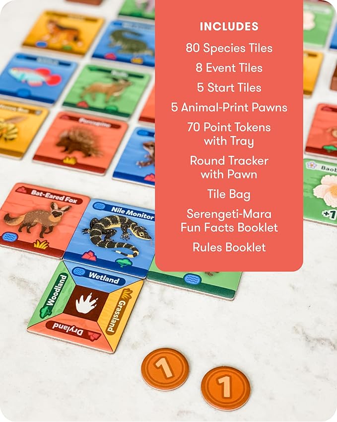 SimplyFun SavannaScapes - Learn About African Wildlife and Their Habitats. A Strategic and Educational Game for Kids Ages 7 & Up - 2 to 5 Players