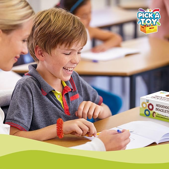 Fidget Sensory Toys Set, 3 Acupressure Fidgets Quiet Metal Bracelets for Boys and Girls, Children 5+, Perfect for School Sensory Desk Games