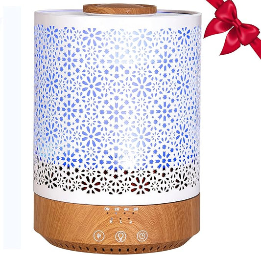 BlueHills 2500 ML Humidifier with Essential Oil Diffuser Combo Aroma Home Décor Design for Large Bed Bath Kids Baby Living Rooms Big Capacity LED Lights Scent Ultrasonic Cool Mist Wood Grain F006