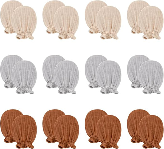 Pro Goleem Muslin Baby Mittens for Newborn, 100% Cotton No Scratch Soft Breathable Gloves for Boys and Girls 0-6 months