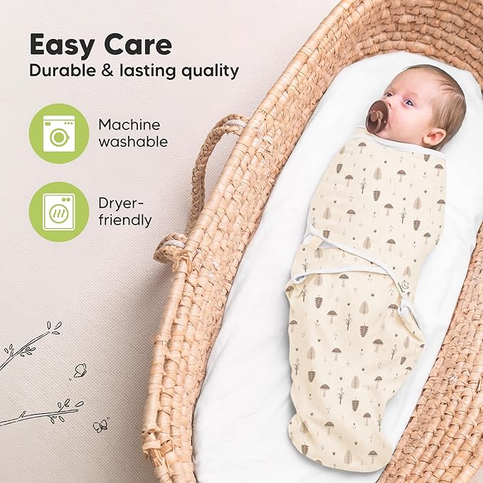 3-Pack Organic Baby Swaddle Sleep Sacks - Swaddles for Newborns, Infant 0-3 Months, Baby Girls, Boys, Soft & Snug Newborn Sleep Sack, Nursery Swaddling Blankets (Dino Ridge)