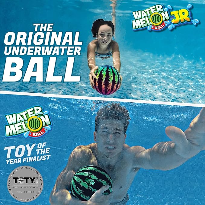 Watermelon Ball Pool Toys for Adults and Family - 2 Pack of 6 1/2" & 9" Kids, Teens, Everyone Swimming Games, Water Football, Tag, Diving Beach Play Fun Accessories