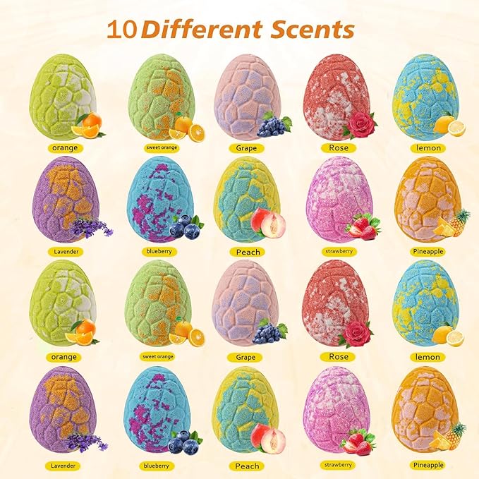 Dinosaur Egg - Kids Bath Bomb with 25 Surprises Inside - Dinosaur Gifts for 3 4 5 6 7 and 8 Year Old Boys and Girls Kids Gifts - Perfect for Birthdays