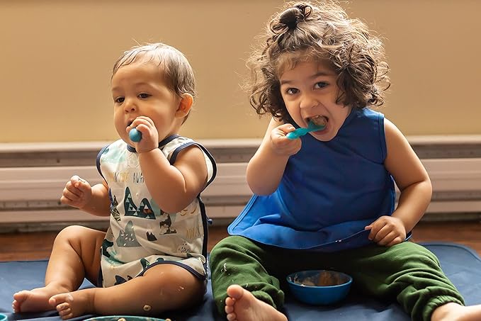 BapronBaby Minimalist Royal Blue Bapron - No Neck Tie Safer Bib for Baby & Toddler - Soft Waterproof Stain Resistant - Machine Washable - Sz Preschool 3-5yrs