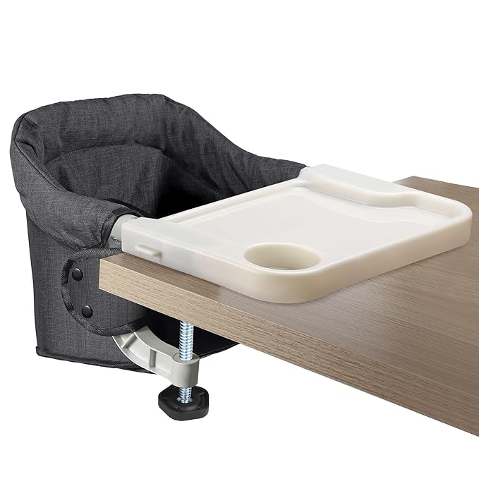 Toogel Hook On High Chair with Removable Dining Tray,Folding Portable Clip on Table High Chair,Baby Chair with Storage Bag for Indoor/Outdoor, Black