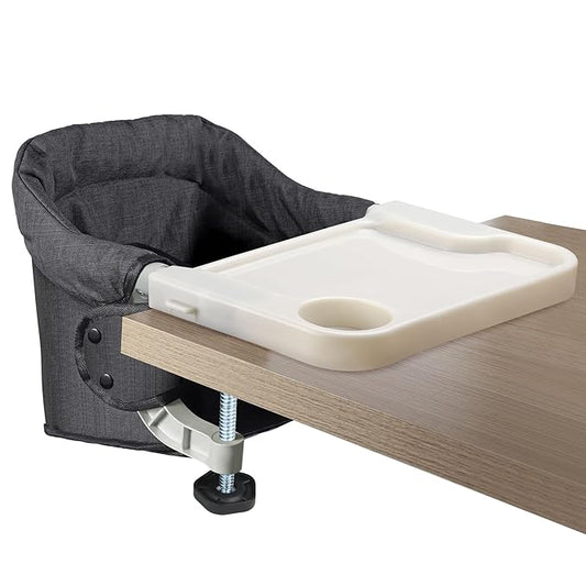 Toogel Hook On High Chair with Removable Dining Tray,Folding Portable Clip on Table High Chair,Baby Chair with Storage Bag for Indoor/Outdoor, Black