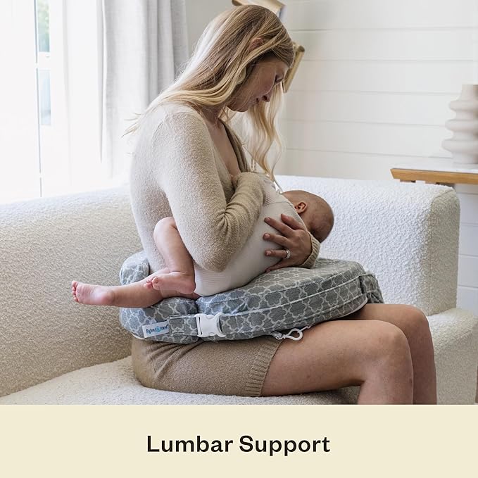 My Brest Friend Nursing Pillow - Deluxe - Enhanced Comfort w/ Slipcover - Ergonomic Breastfeeding Pillow For Ultimate Support For Mom & Baby - Adjustable Pillow W/ Handy Side Pocket, Flower Key Grey
