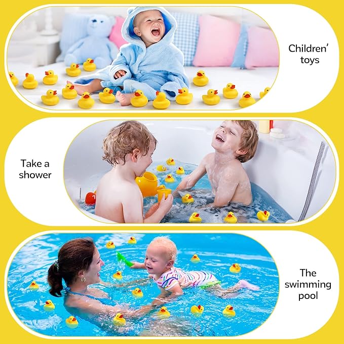 Vinsot 2 Inch Yellow Rubber Duck Bath Toys Large Rubber Ducks Bath Ducks Squeak Bathtub Toys for Birthday Pool Decoration Game Supplies (72 Pcs)