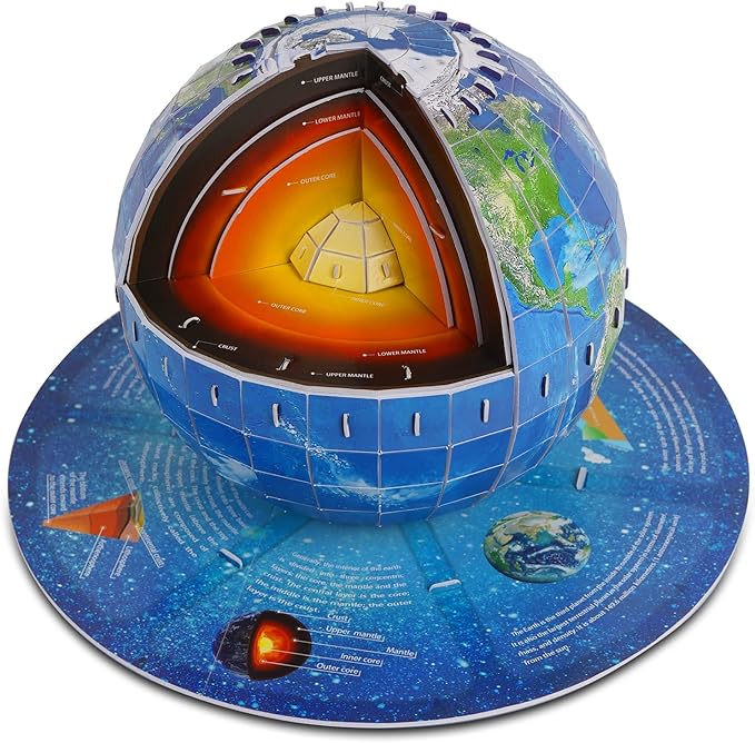 3D Puzzles for Kids Ages 8-10-12-14 Earth Globe DIY Geography Puzzle, Educational Learning Toys 3D Jigsaw World Globe Map Model Kit Teaching Aids Birthday for Boys Girls, 50 Pieces
