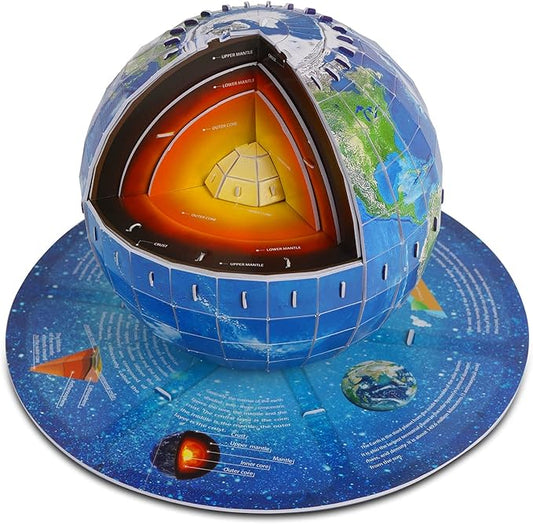 3D Puzzles for Kids Ages 8-10-12-14 Earth Globe DIY Geography Puzzle, Educational Learning Toys 3D Jigsaw World Globe Map Model Kit Teaching Aids Birthday for Boys Girls, 50 Pieces