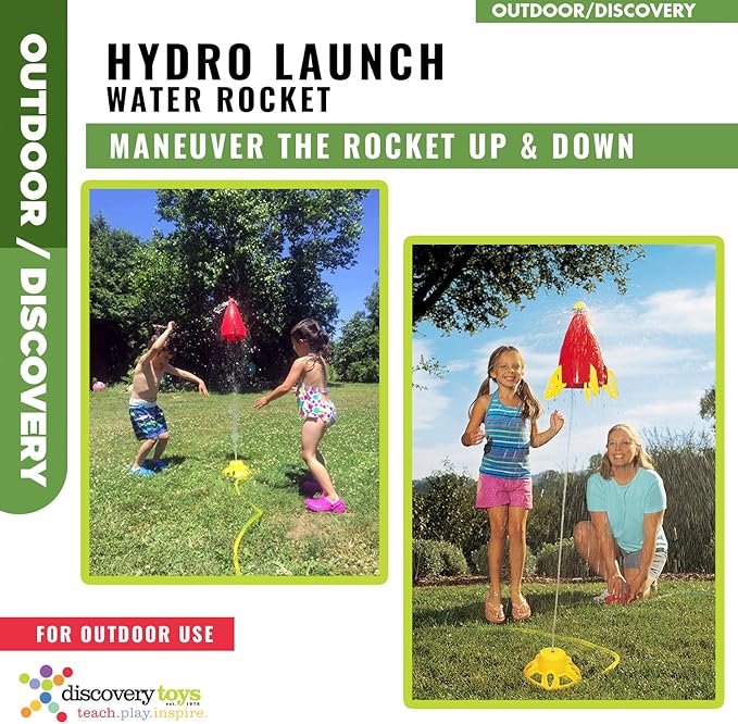 Discovery Toys Hydro Launch Water Rocket Outdoor Sprinkler Toy w/Hand Throttle Control | Kid Powered Learning | STEM Educational Toy Learning & Childhood Development 5 Years and Up | Summer Toy