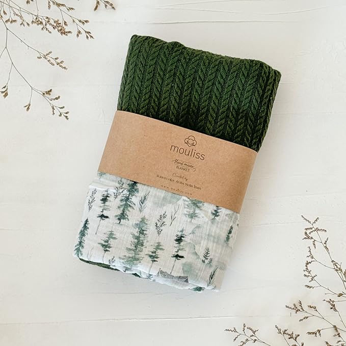 Personalized Baby Blanket with Name – Handmade 100% Organic Cotton Newborn Gift | Custom Knit Blanket for Boys, Girls, Kids & Baby Showers