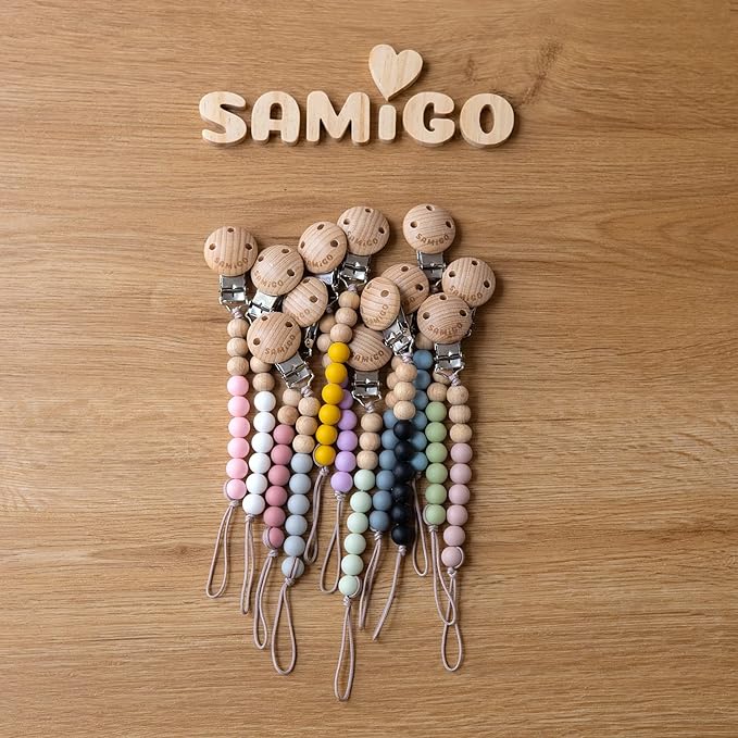 SAMiGO Pacifier Clips Holders Silicone Paci Binky Clips for Baby Boys - 2 Pack