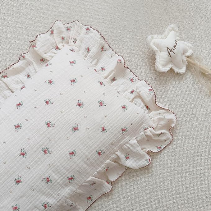 BuLuTu Toddler Pillowcase Cotton Muslin Kids Pillow Cases with Envelope Closure Soft Pillow Protectors Toddler Boys Girls Small Pillow Covers for Sleeping Traveling, 1 Piece,Berry Pattern,14"x20"