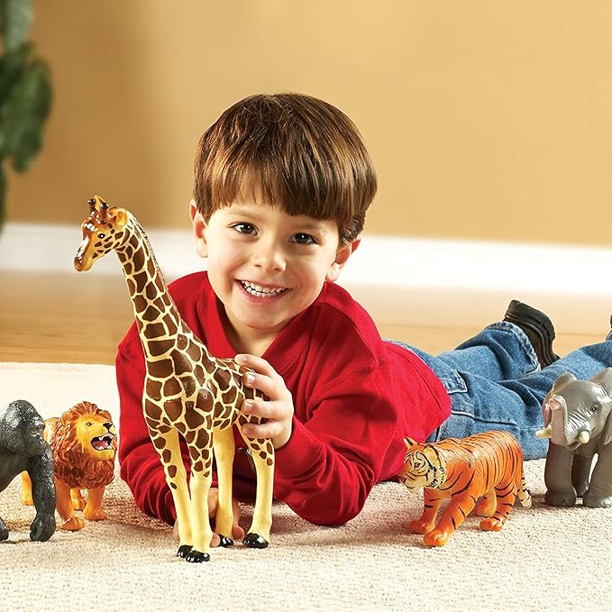 Learning Resources Jumbo Jungle Animals, Animal Toys for Kids, Safari Animals, 5 Pieces, Ages 18 months+