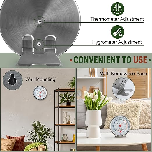Indoor Outdoor Big Dial Thermometer Hygrometer Waterproof- No Batteries Required for House, Terrarium, Incubator, Greenhouse by AXHHTVCGY