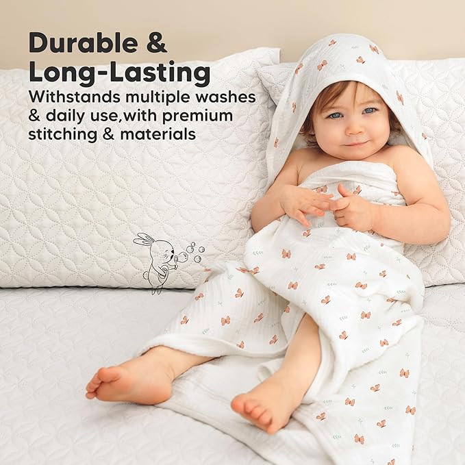 KeaBabies Muslin Baby Bath Towels with Hood for Girls, Boys -Large Organic Cotton Hooded Baby Towels for Newborns,Toddlers,Infant,Kids,Soft Absorbent Newborn Bath Essentials Gift Set(Monarch, Petite)
